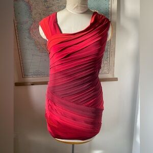 Pink and Red Tadashi Collection Sleeveless Bandage Mini Dress
